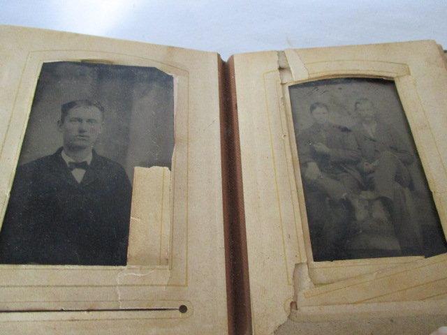 Antique Leather Photo Album with Daguerreotype/Tintypes Photos