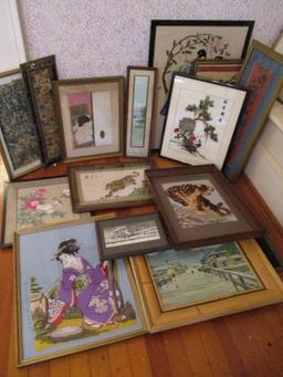 12 Framed Oriental Themed Artworks