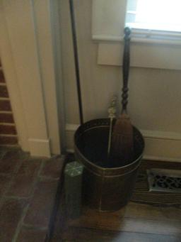 Fireplace Accessories-Brass Bucket, Broom, Log Poker, Long Match Tin, etc.