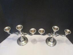 Pair of Weighted Sterling Triple Candelabras