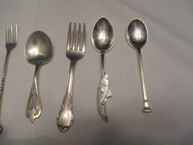 Sterling Cocktail Forks and Spoons-Four Forks and Three Spoons