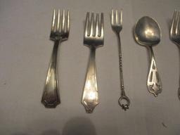 Sterling Cocktail Forks and Spoons-Four Forks and Three Spoons