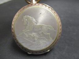 Silver Pocketwatch w/ Horse Etched on Back