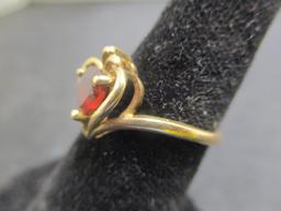 10k Gold Ring w/ Garnet Heart