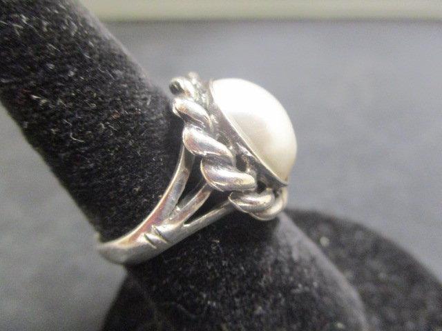 Sterling Silver Faux Pearl Ring