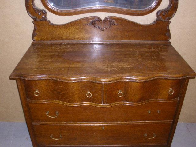 Antique Oak Dresser w/Mirror approx. 43"W x 52 1/2"H x 20"D