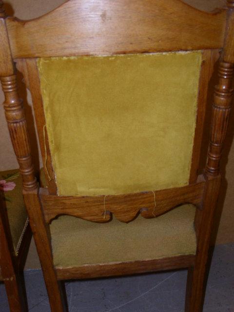 3 Vintage Chairs with Needlepoint Seats & Backs