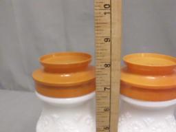 2 Rare Milk Glass "Sanka" Coffee Jars