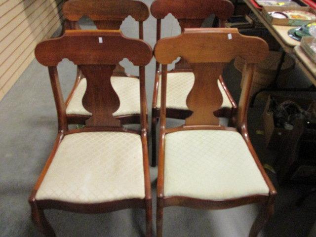Four Lewisburg Wood Chairs with Upholstered Seats
