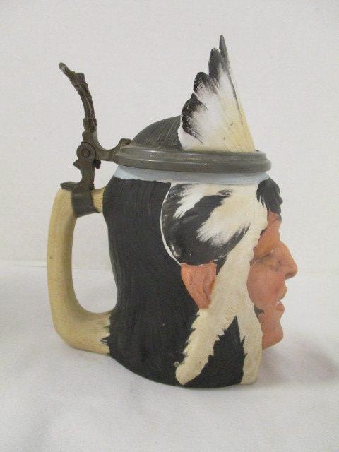 Antique Native American Head Beer Stein