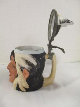 Antique Native American Head Beer Stein