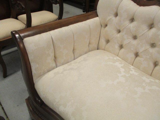 Antique Victorian Sofa with Carved Wood Frame