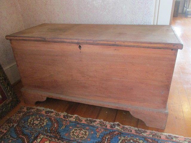 Antique Wood Blanket Chest with Dovetail Joint Corners