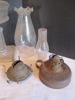 Lot of Lamp Parts-Chimneys, Bases, etc.