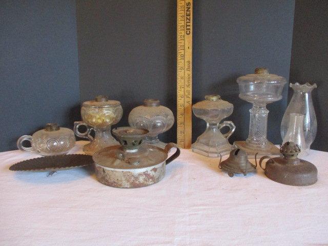 Lot of Lamp Parts-Chimneys, Bases, etc.