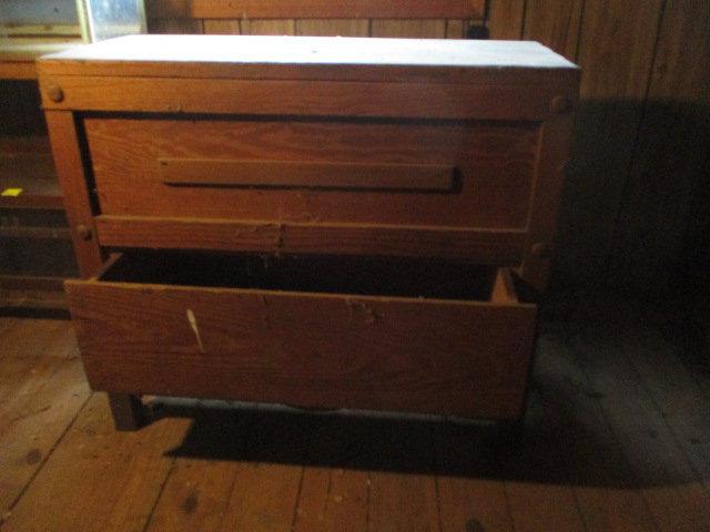 Antique Rustic Cabinet with Lift-up Top and One Drawer