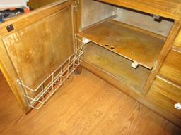 Antique Hoosier Cabinet with Enamel Top