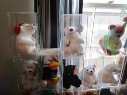 Lot of Beanie Babies in Cases and Collector Dolls