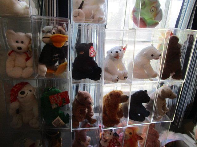 Lot of Beanie Babies in Cases and Collector Dolls