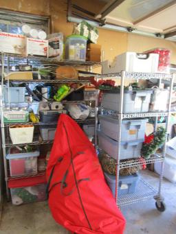 Contents of Metal Shelving-Kitchen Aid Mixer Attachments, Christmas, Canning Jars, etc.