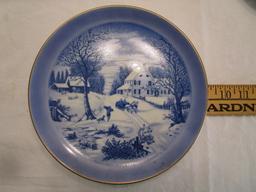 Three Currier & Ives Plates - A Home in the Wilderness, The Homestead in Winter, and