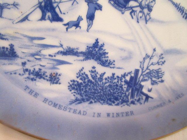 Three Currier & Ives Plates - A Home in the Wilderness, The Homestead in Winter, and