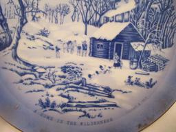 Three Currier & Ives Plates - A Home in the Wilderness, The Homestead in Winter, and