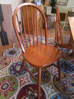 Pine Farm Table with Six Spindle Back Chairs