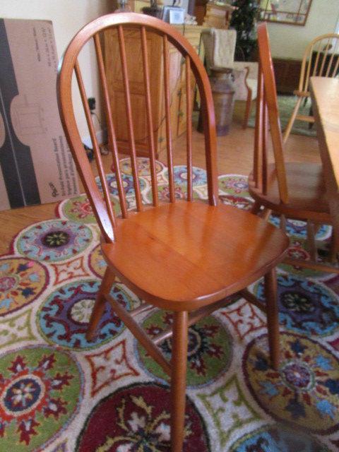 Pine Farm Table with Six Spindle Back Chairs