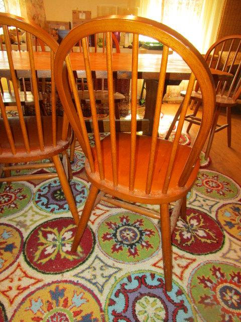 Pine Farm Table with Six Spindle Back Chairs