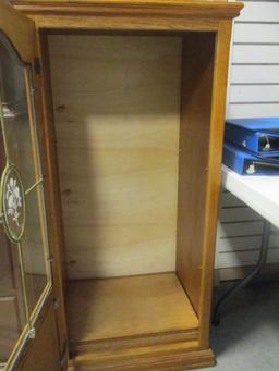 Oak Cabinet with Leaded Glass Insert in Door