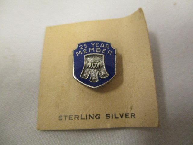 Sterling Silver 25 Year Member WOW (Woodmen of the World) Pins