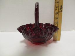 Red Glass Thumbprint Basket