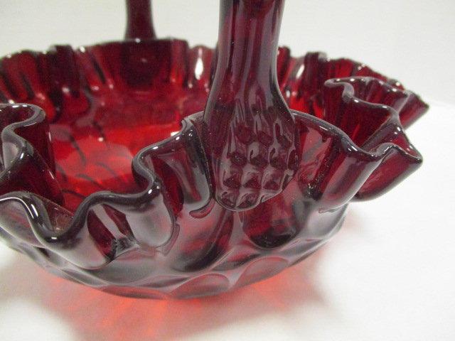 Red Glass Thumbprint Basket