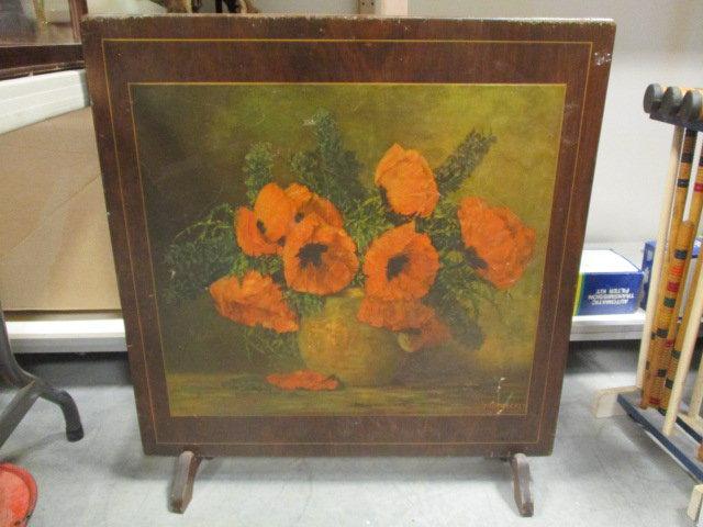 Wood Fire Screen That Converts to Card Table