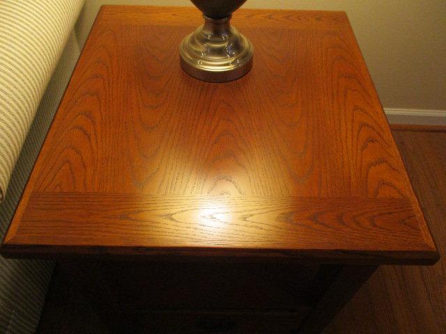 Wood End Table with Drawer in Bottom Shelf