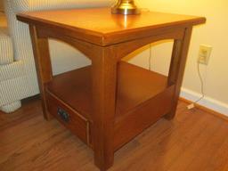 Wood End Table with Drawer in Bottom Shelf