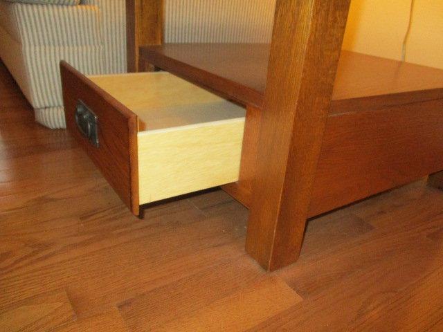 Wood End Table with Drawer in Bottom Shelf