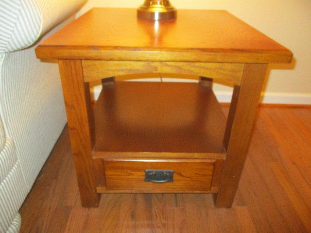 Wood End Table with Drawer in Bottom Shelf