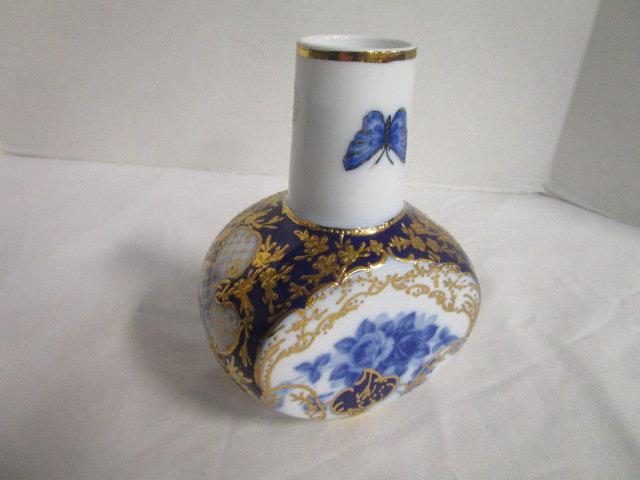 Limoges Blue and White Jug/Vase with Gold Accents