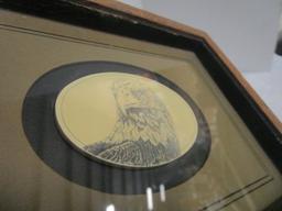 Signed and Framed Scrimshaw Style Eagle