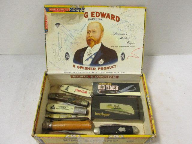 Cigar Box of Pocket Knives