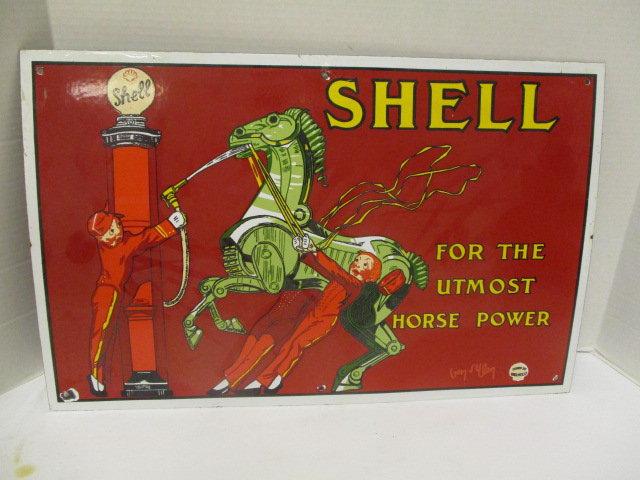 Shell For the Utmost Horse Power Porcelain Sign
