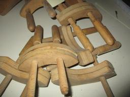 Lot of 7 Wood Clamps