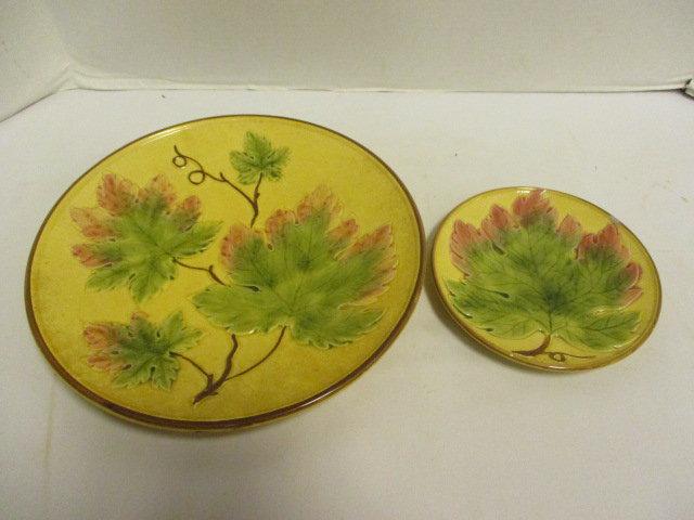 Two Baden German Hand Painted Leaf Plates