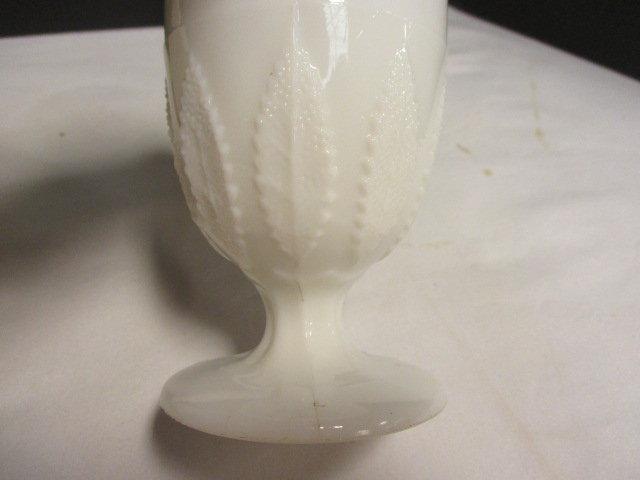 Footed Milk Glass Bowl, Vase and Lattice Edge Plate