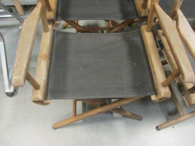 Four Wood Director's Chairs and Two Folding Stools