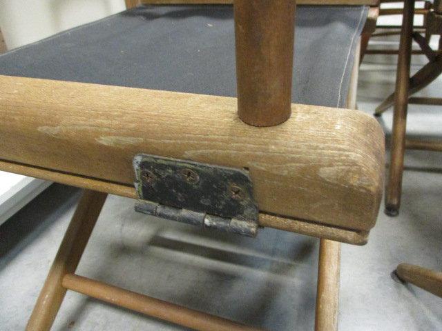 Four Wood Director's Chairs and Two Folding Stools