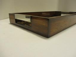 Hard Plastic Tortoise Shell Pattern Tray and Lacquered Wood Serving Tray