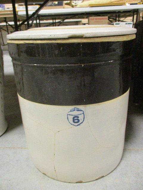 6 Gallon Lidded Pottery Crock